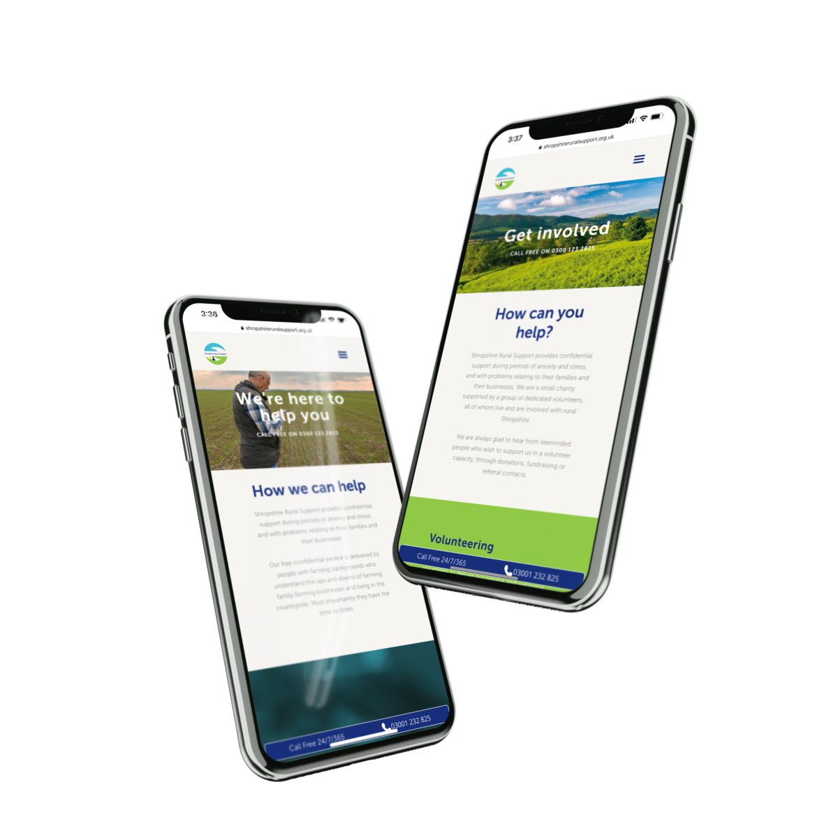 Mobile version of Shropshire Rural Support website design created by Buy-From